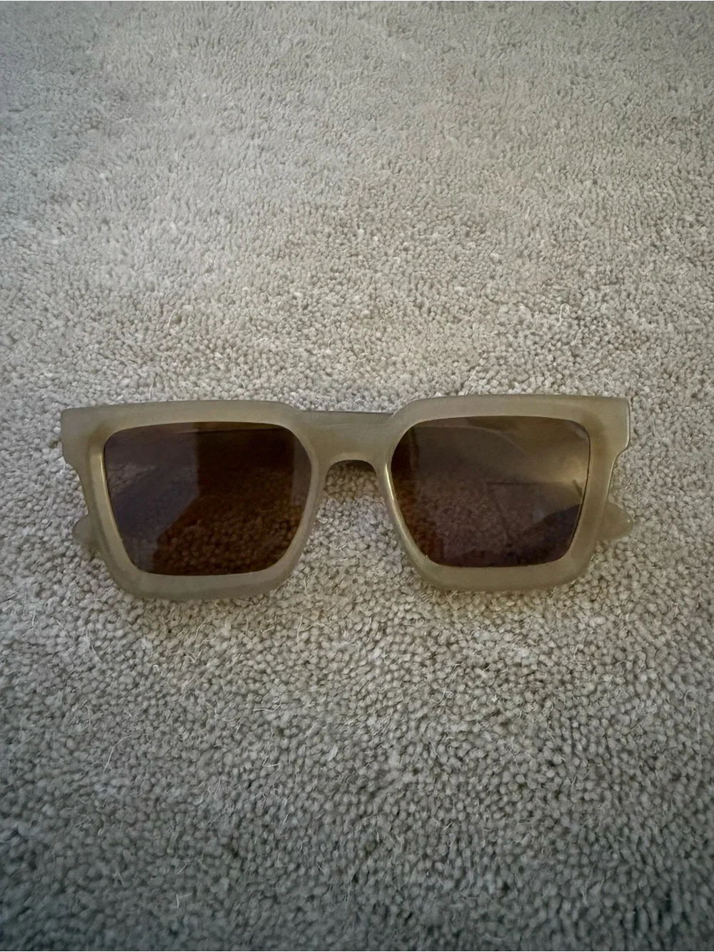 J. Crew Translucent Beige Square Sunglasses with Brown Lenses - Picture 1 of 4